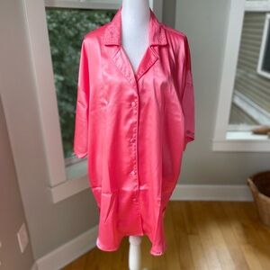 Vintage Victoria’s Secret Gold Label Hot Pink Satin Nightshirt Size M/L